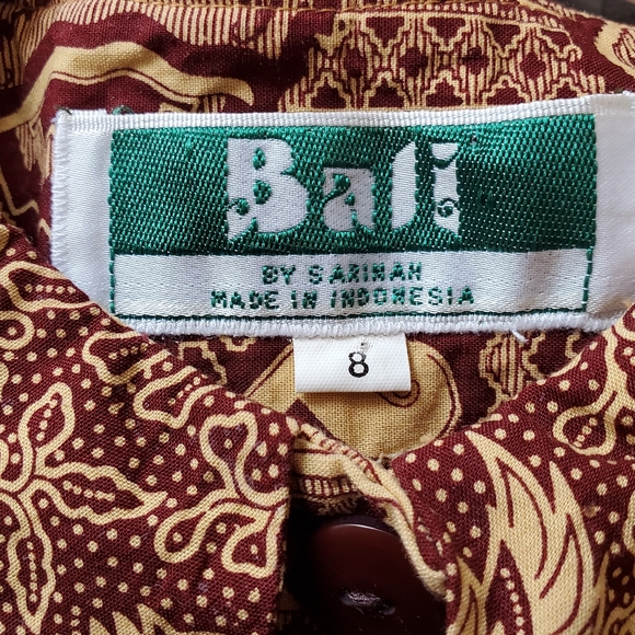 Vintage Bali wide collared adorable brown print, Size 8 - Picture 6 of 6